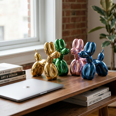 Balloon - Ceramic Balloon Dog Sculpture - Hand-Finished Designer Accent
