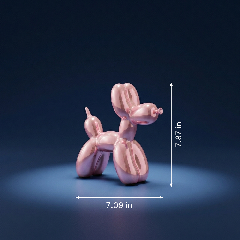 Balloon - Ceramic Balloon Dog Sculpture - Hand-Finished Designer Accent dimension drawing