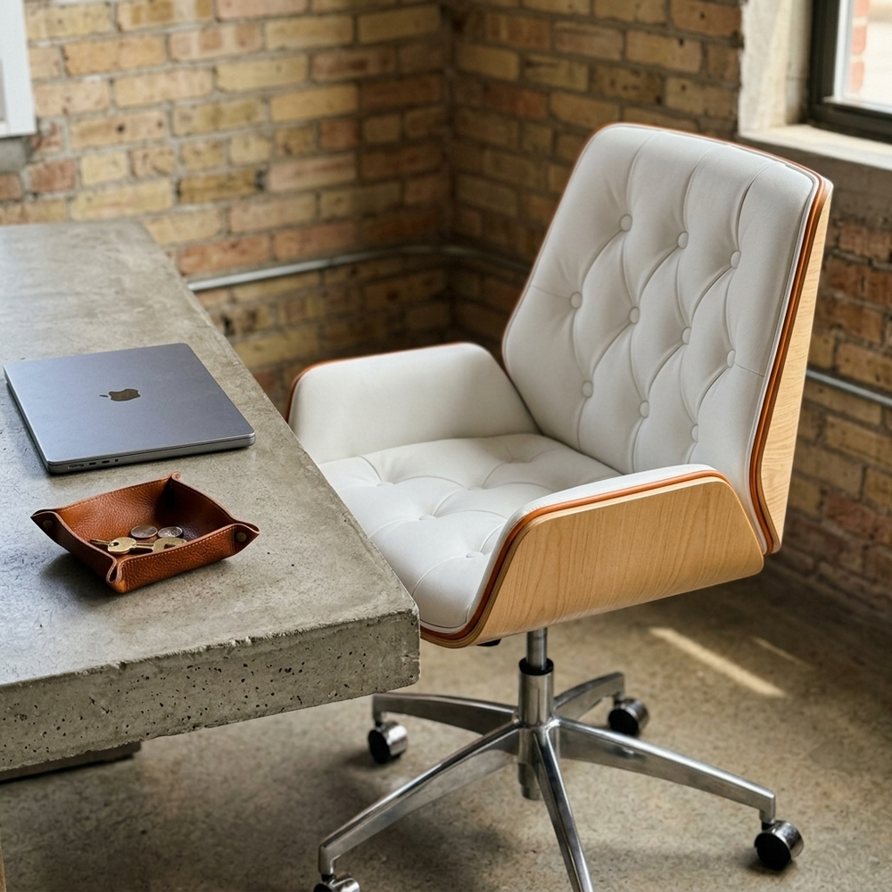Bentwood in Beige, in a workspace