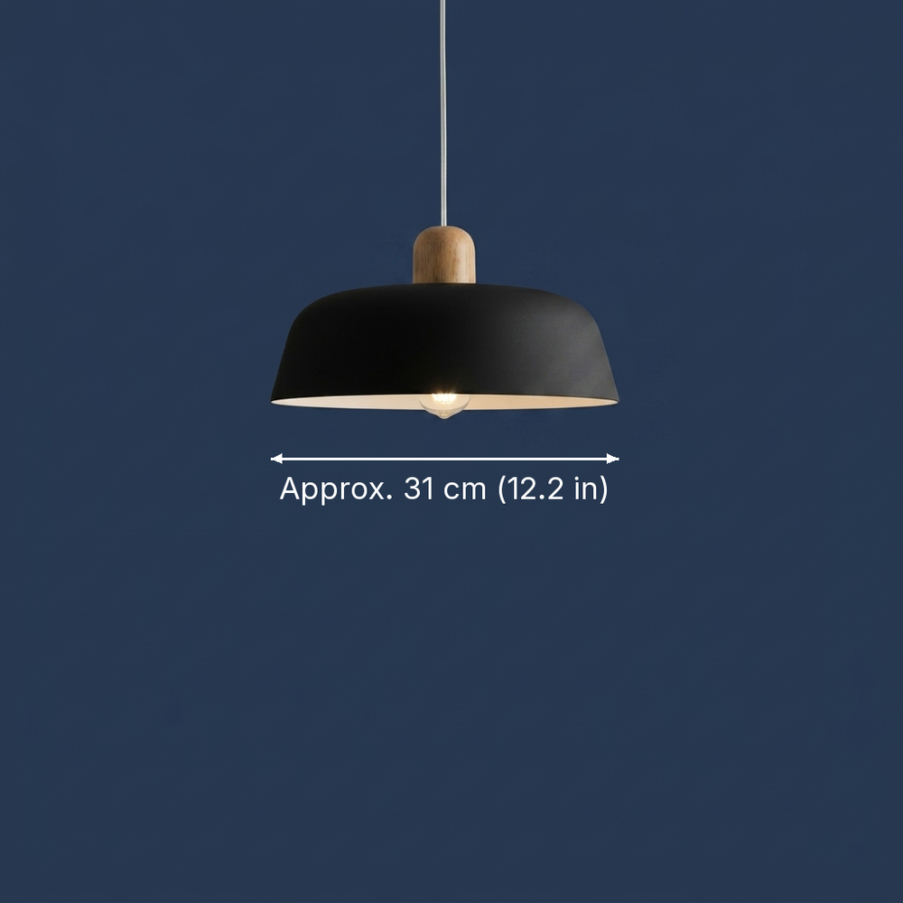 Birch - Nordic Wood Pendant Light - Minimalist Hanging Ceiling Fixture dimension drawing