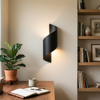 Spiral Up-Down Wall Sconce - Sculptural Aluminum Light