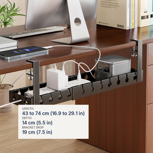 Trough - Under-Desk Cable Management Tray - No-Drill Clamp in black