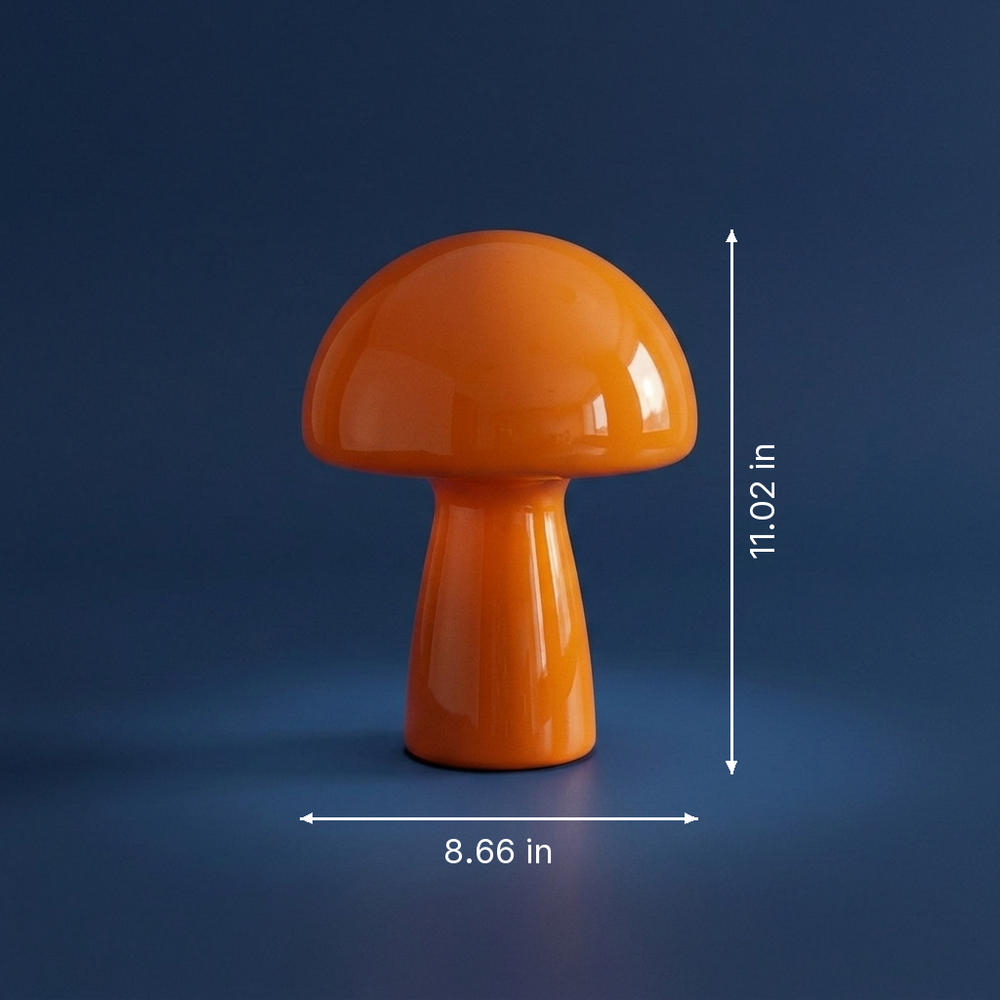 Boletus - Glass Mushroom Tableside Lamp - Frosted Modern Accent dimension drawing