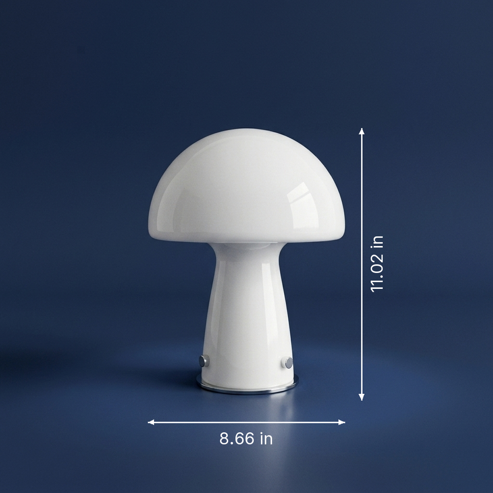 Boletus - Glass Mushroom Tableside Lamp - Frosted Modern Accent dimension drawing