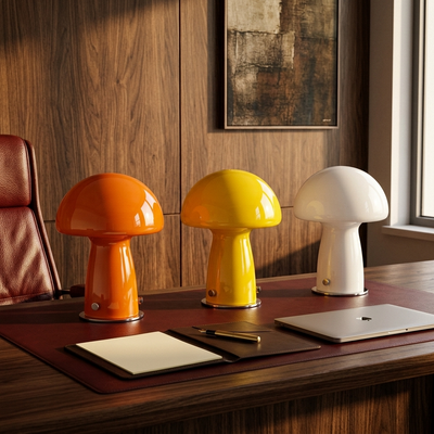 Boletus - Glass Mushroom Tableside Lamp - Frosted Modern Accent