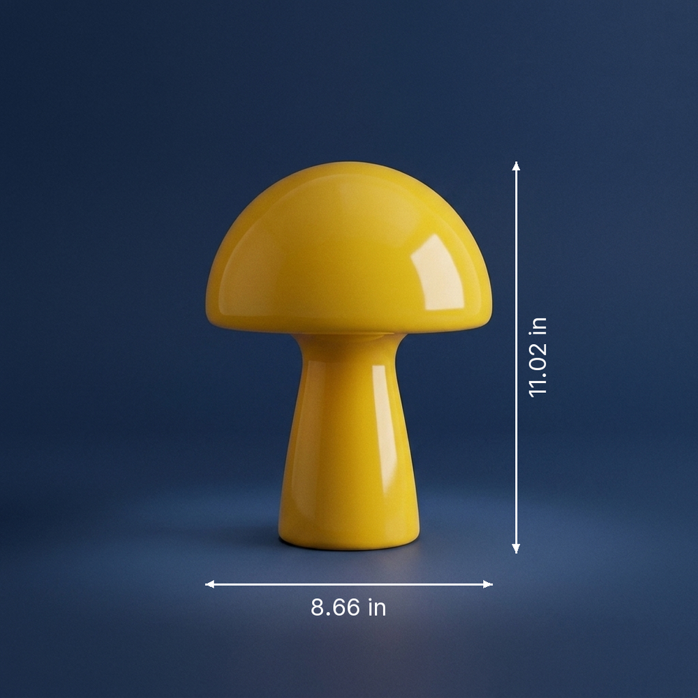 Boletus - Glass Mushroom Tableside Lamp - Frosted Modern Accent dimension drawing