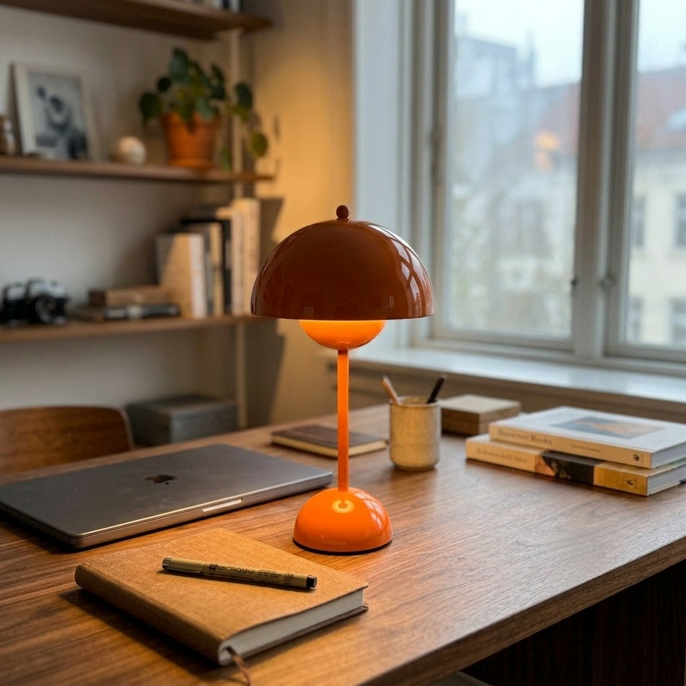 Bud in Orange, in a workspace