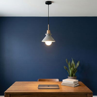 Cairn - Compact Wood Pendant Light - Stone and Matte Finishes in gray