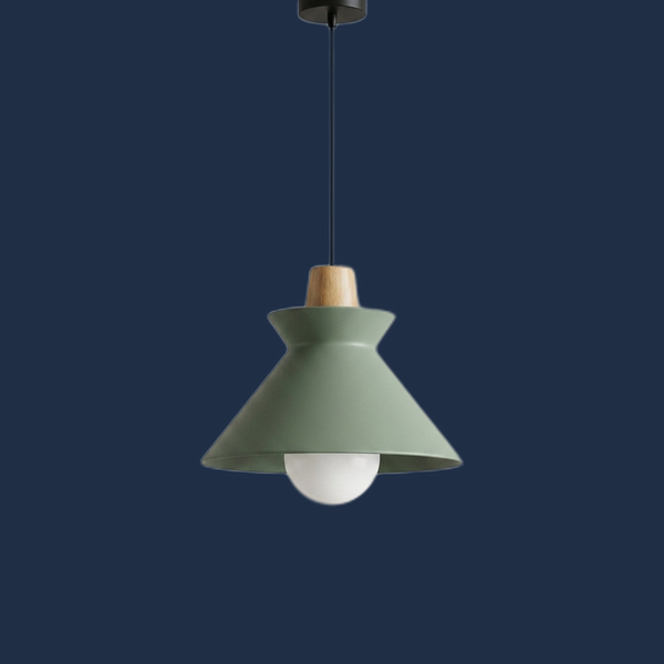 Cairn - Compact Wood Pendant Light - Stone and Matte Finishes, green