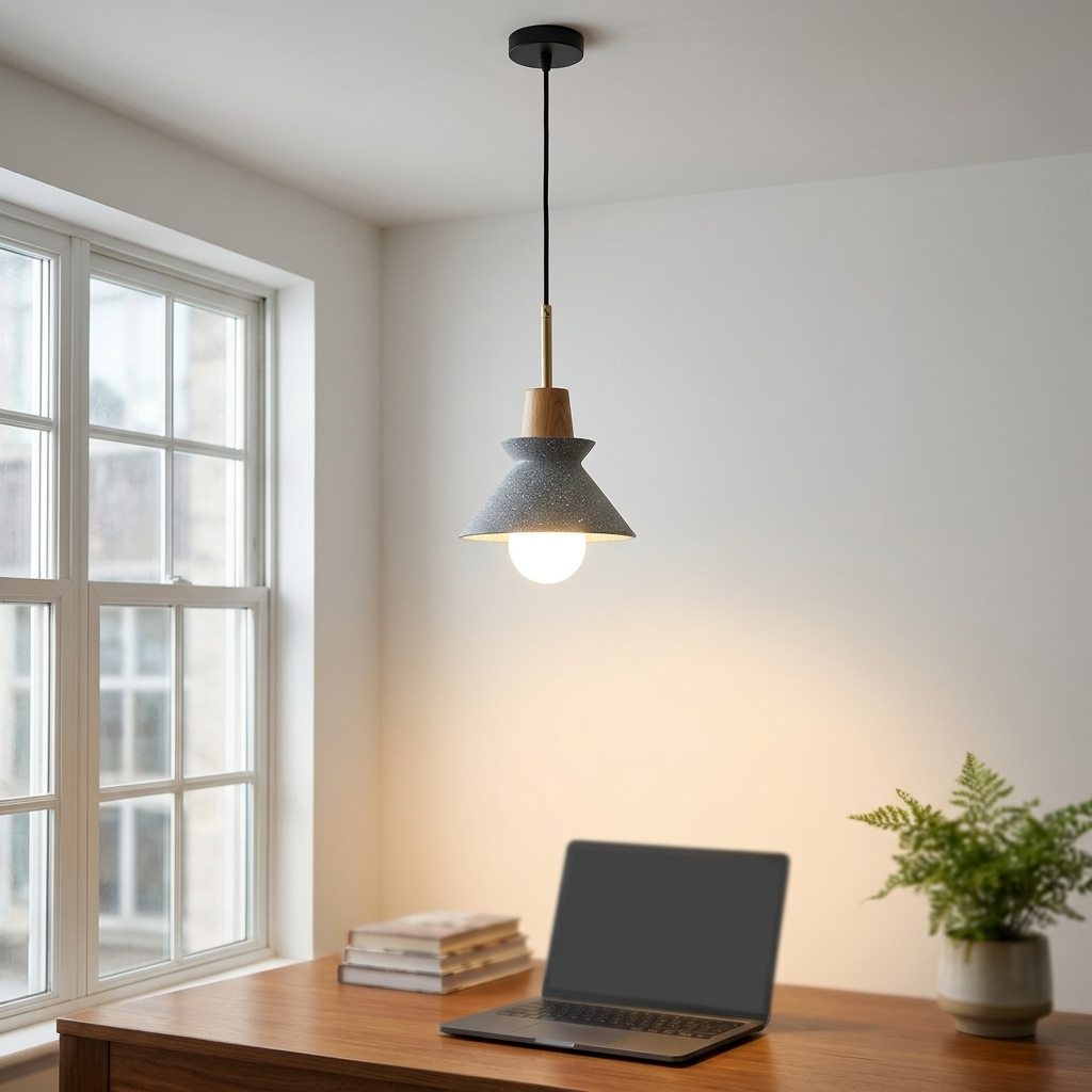 Cairn stone gray in a workspace, light on