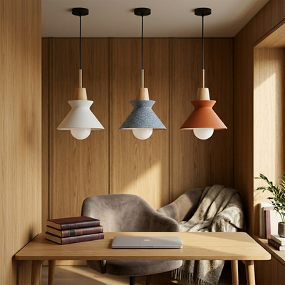Cairn - Compact Wood Pendant Light - Stone and Matte Finishes