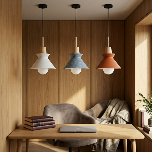 Cairn - Compact Wood Pendant Light - Stone and Matte Finishes