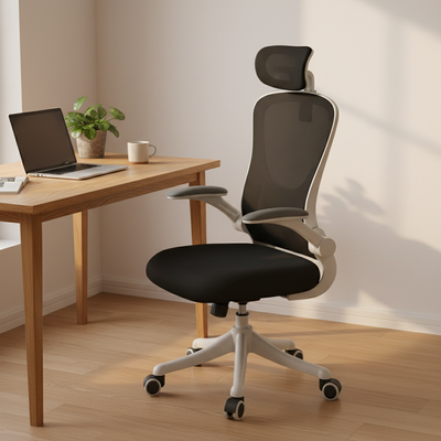 Cathedra - Ergonomic Mesh Office Chair with Adjustable Headrest in black