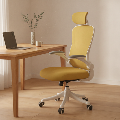 Cathedra - Ergonomic Mesh Office Chair with Adjustable Headrest in yellow