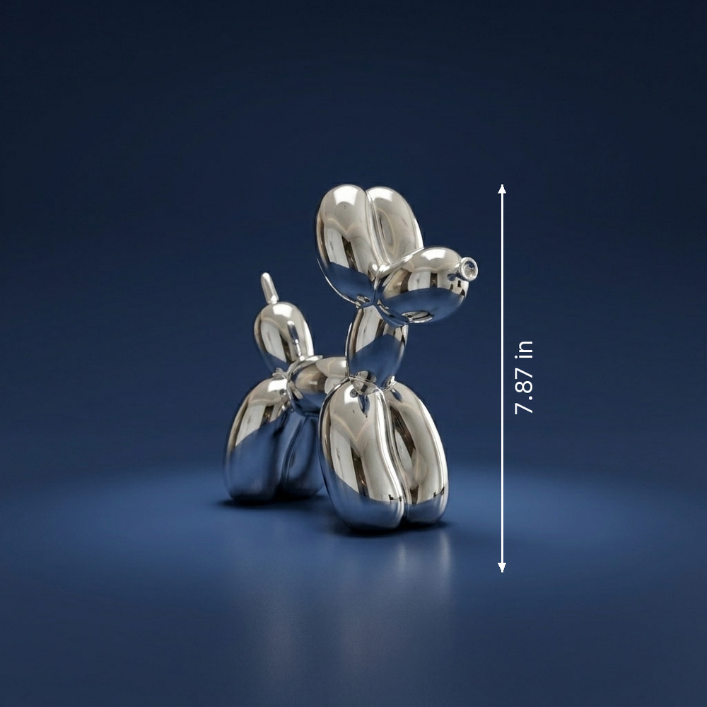 Chrome - Balloon Dog Sculpture - Mirror-Polished Statement Piece dimension drawing
