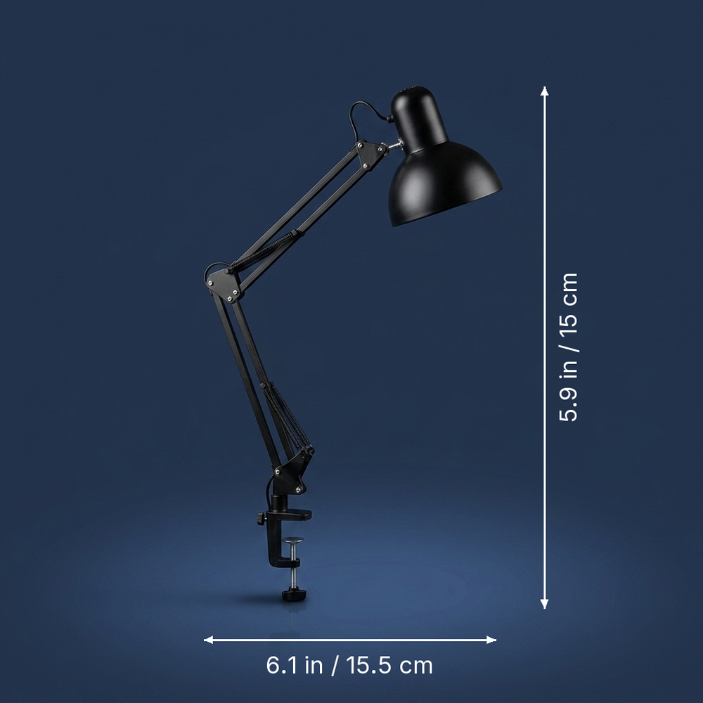 Clamp - Adjustable LED Desk Lamp with Clip Base - Modern Desk Lamp dimension drawing