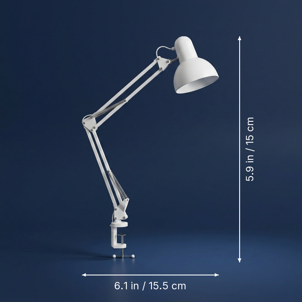 Clamp - Adjustable LED Desk Lamp with Clip Base - Modern Desk Lamp dimension drawing
