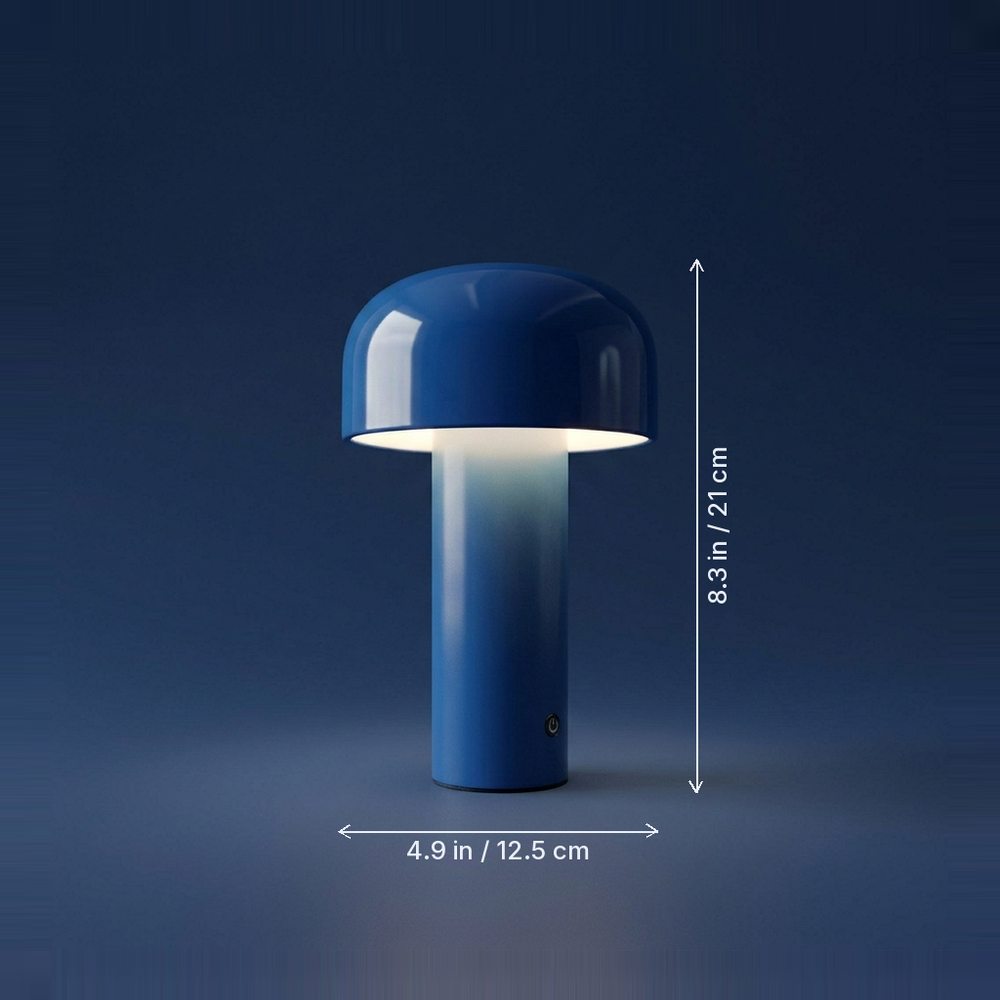 Cloche - Rechargeable Mushroom Lamp - Cordless Desk Light dimension drawing