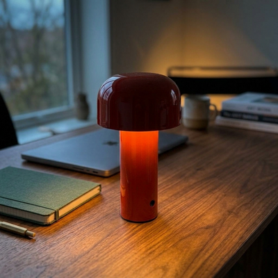 Cloche - Rechargeable Mushroom Lamp - Cordless Desk Light in red