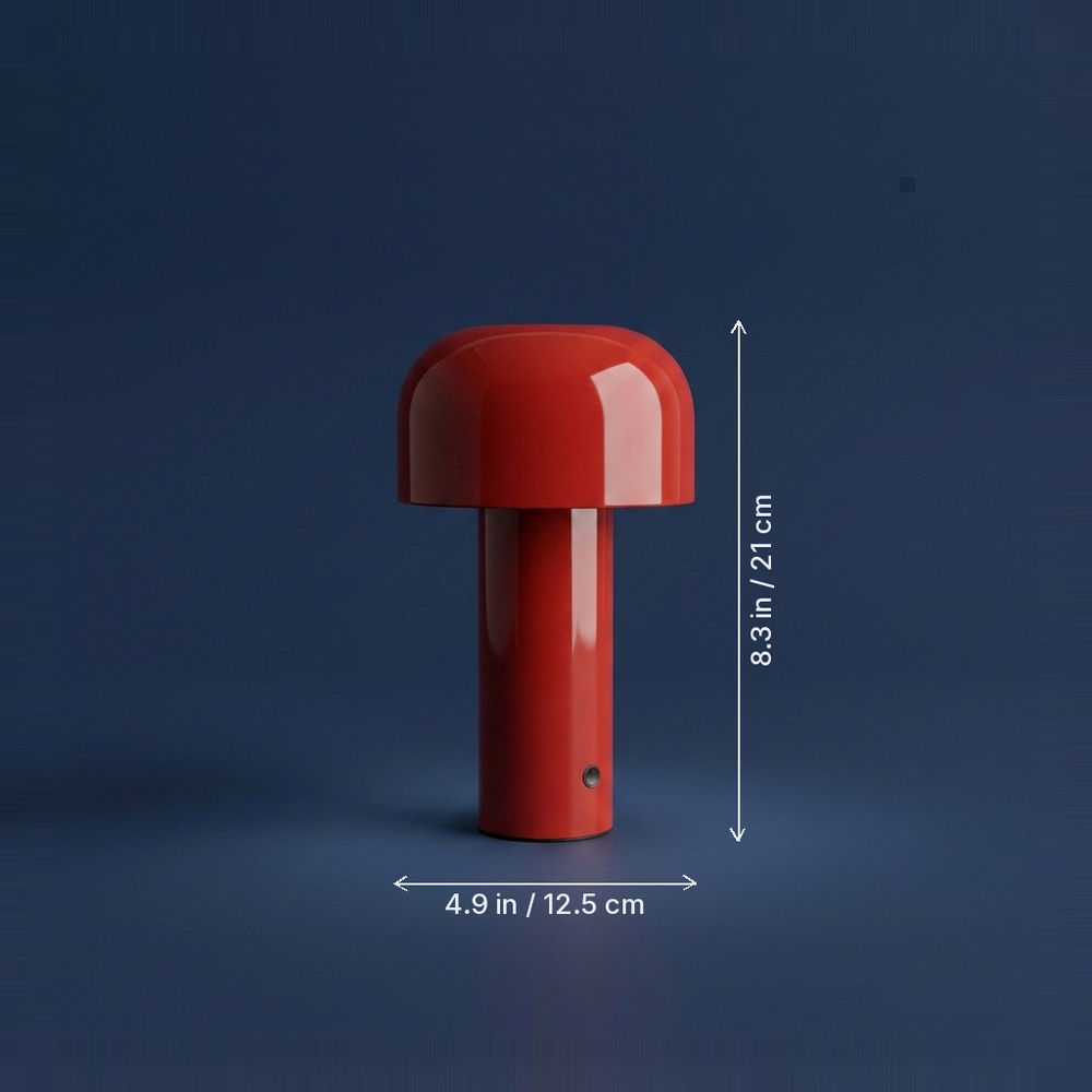 Cloche - Rechargeable Mushroom Lamp - Cordless Desk Light dimension drawing