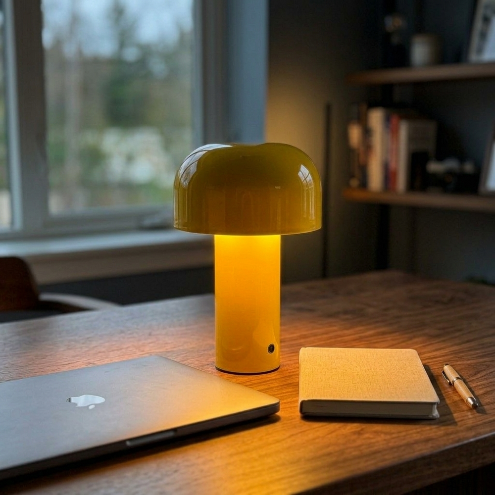 Cloche in Yellow, in a workspace