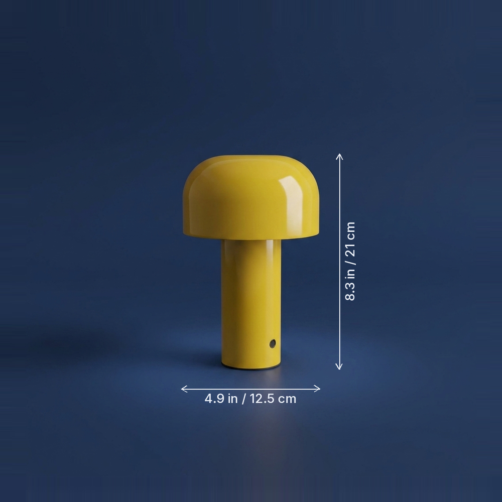 Cloche - Rechargeable Mushroom Lamp - Cordless Desk Light dimension drawing