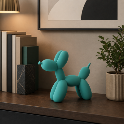 Confetti - Pop-Art Balloon Dog Sculpture - Colorful Resin Sculpture in green