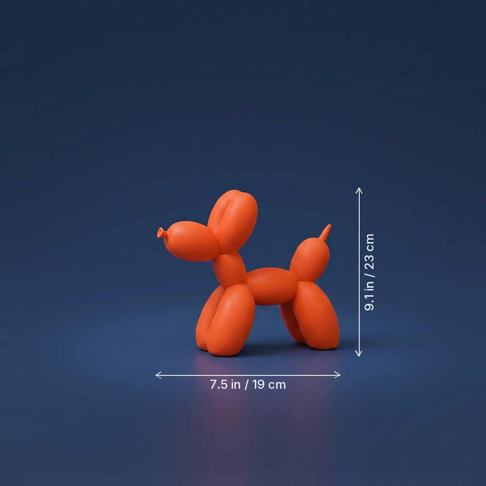 Confetti - Pop-Art Balloon Dog Sculpture - Colorful Resin Sculpture dimension drawing