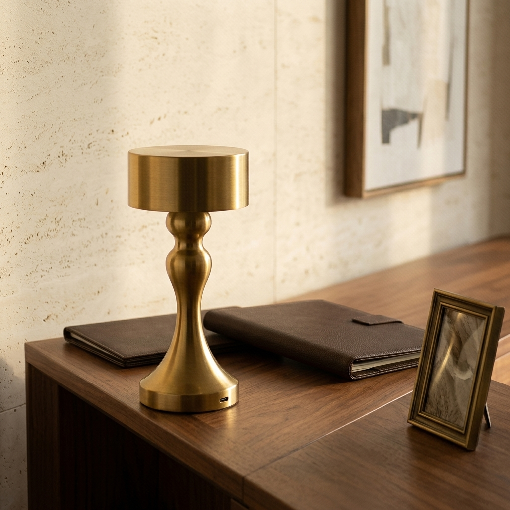 Cordless Metal Tableside Lamp - Touch-Dim USB Office Light