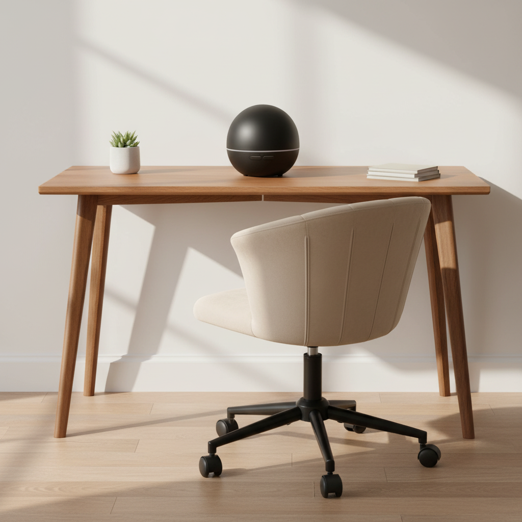 Corolla - Petal Velvet Desk Chair, camel in a workspace