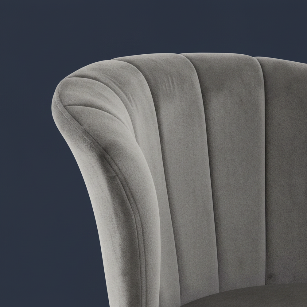 Corolla - Petal Velvet Desk Chair, gray & black close up detail
