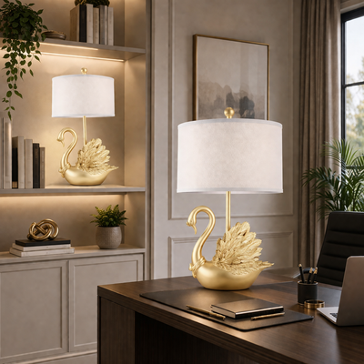 Cygnus - Golden Swan Table Lamp Set - Modern Accent Lighting