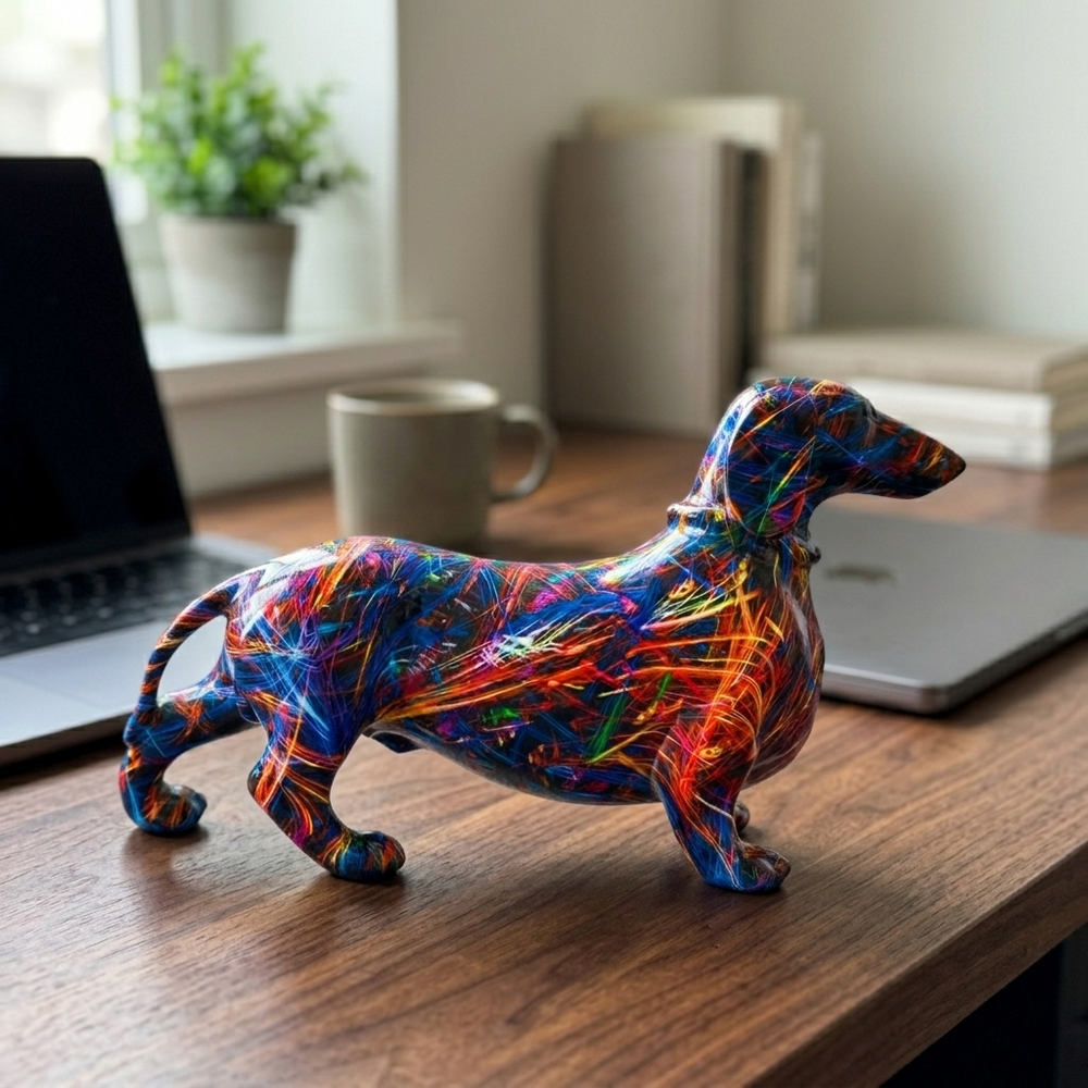 Dachshund in Large, in a workspace