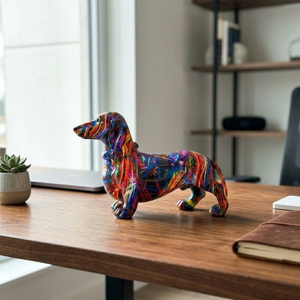 Dachshund in Small, in a workspace