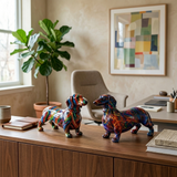 Dachshund - Splatter Dachshund Sculpture - Hand-Painted Pop-Art Sculpture