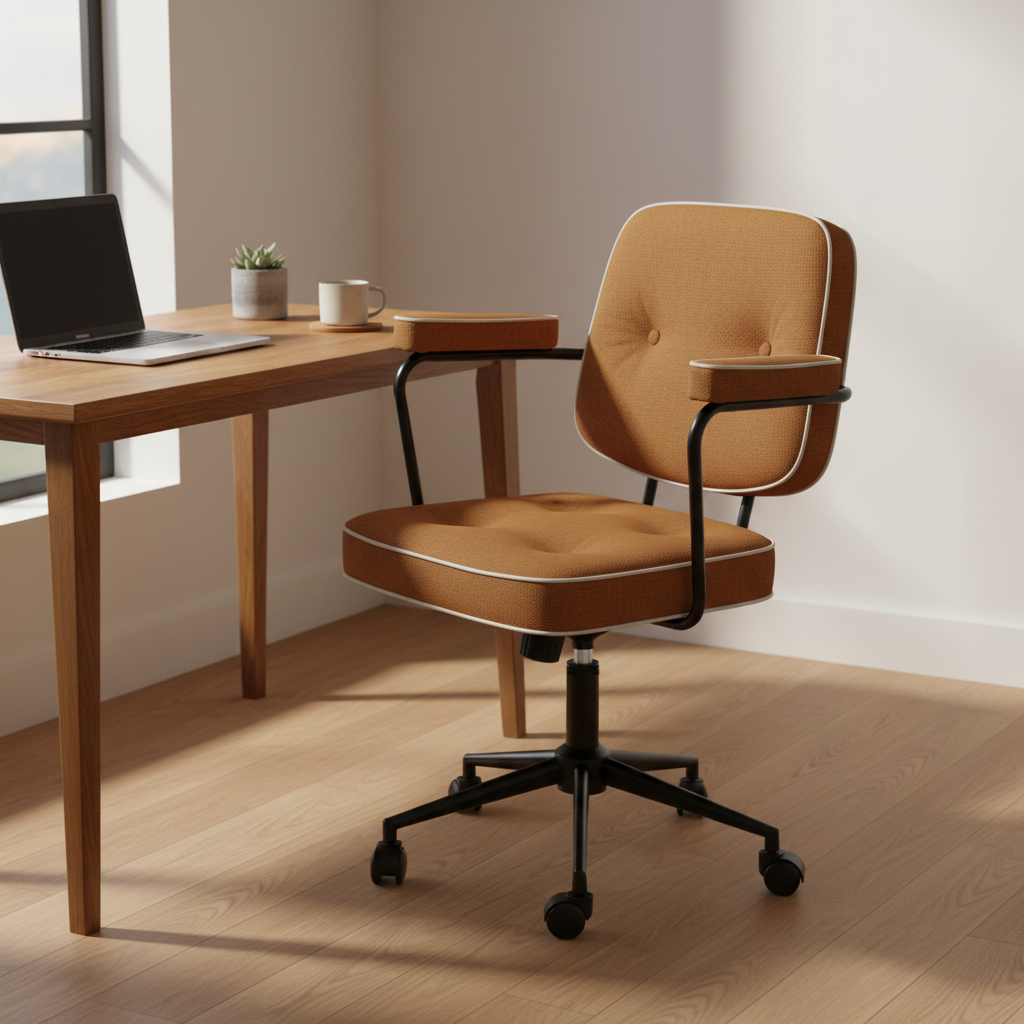 Dorso - Double Backrest Office Chair, brown single backrest in a workspace