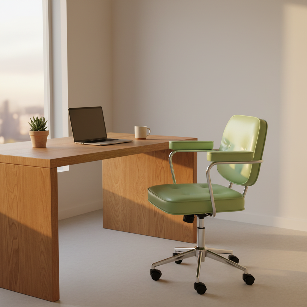 Dorso - Double Backrest Office Chair, gloss light green single backrest in a workspace