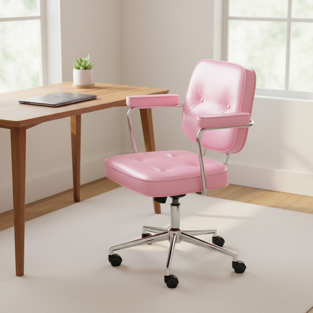 Dorso - Double Backrest Office Chair, gloss pink single backrest in a workspace