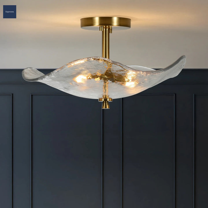 Modern Gold Semi-Flush Ceiling Light scene 2