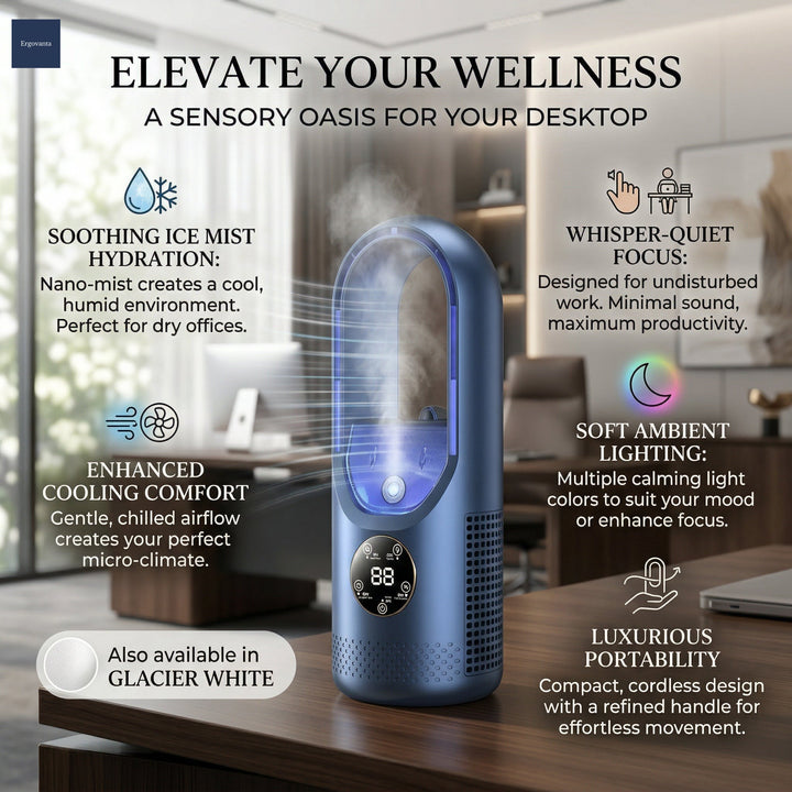 Portable Air Cooler &amp; Humidifier - Quiet Desk Cooling Fan