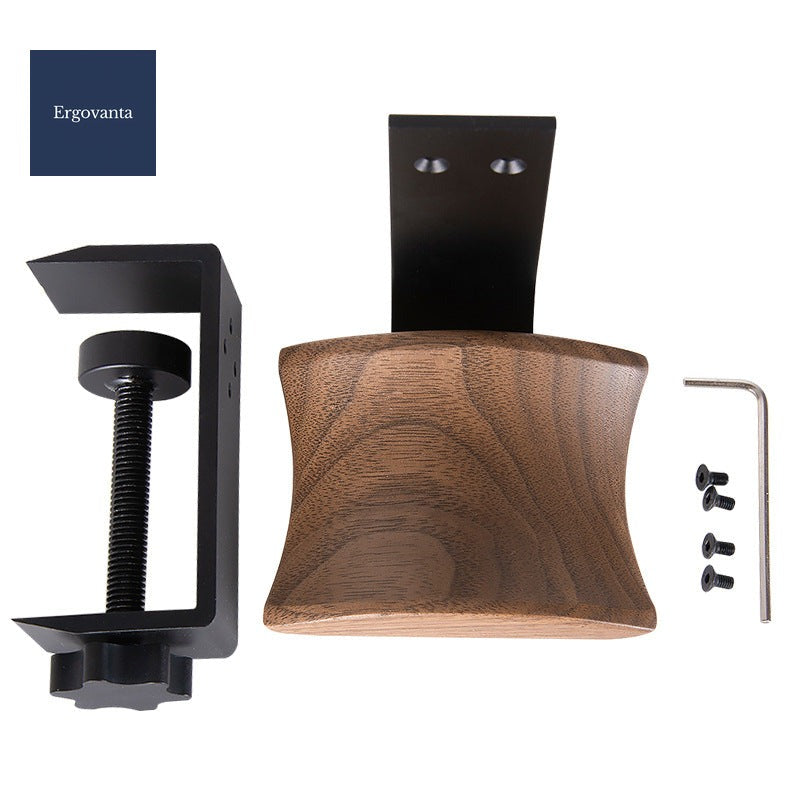 Clip-On Wood Headphone Hanger - Desk Mount Organizer with Metal Bracket