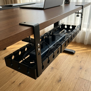 Under-Desk Cable Management Tray - No-Drill Clamp