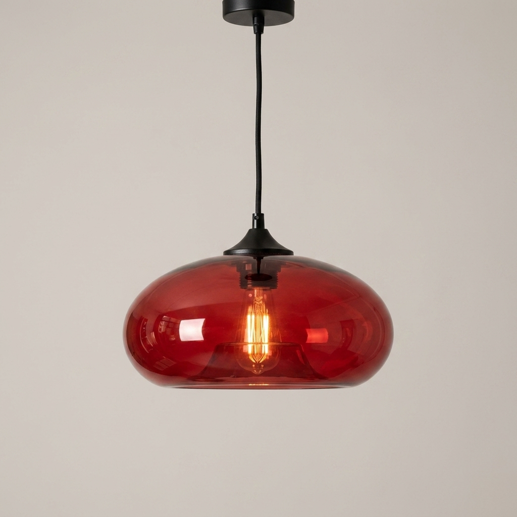 Glass Pendant, Oval Warm Red