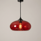 Glass Pendant, Oval Warm Red