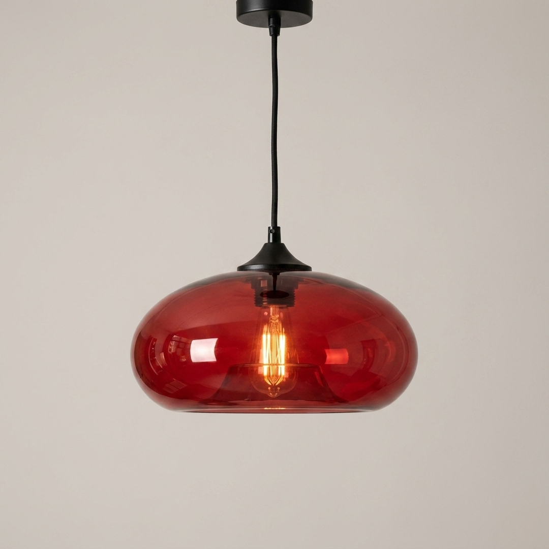 Glass Pendant, Oval Warm Red