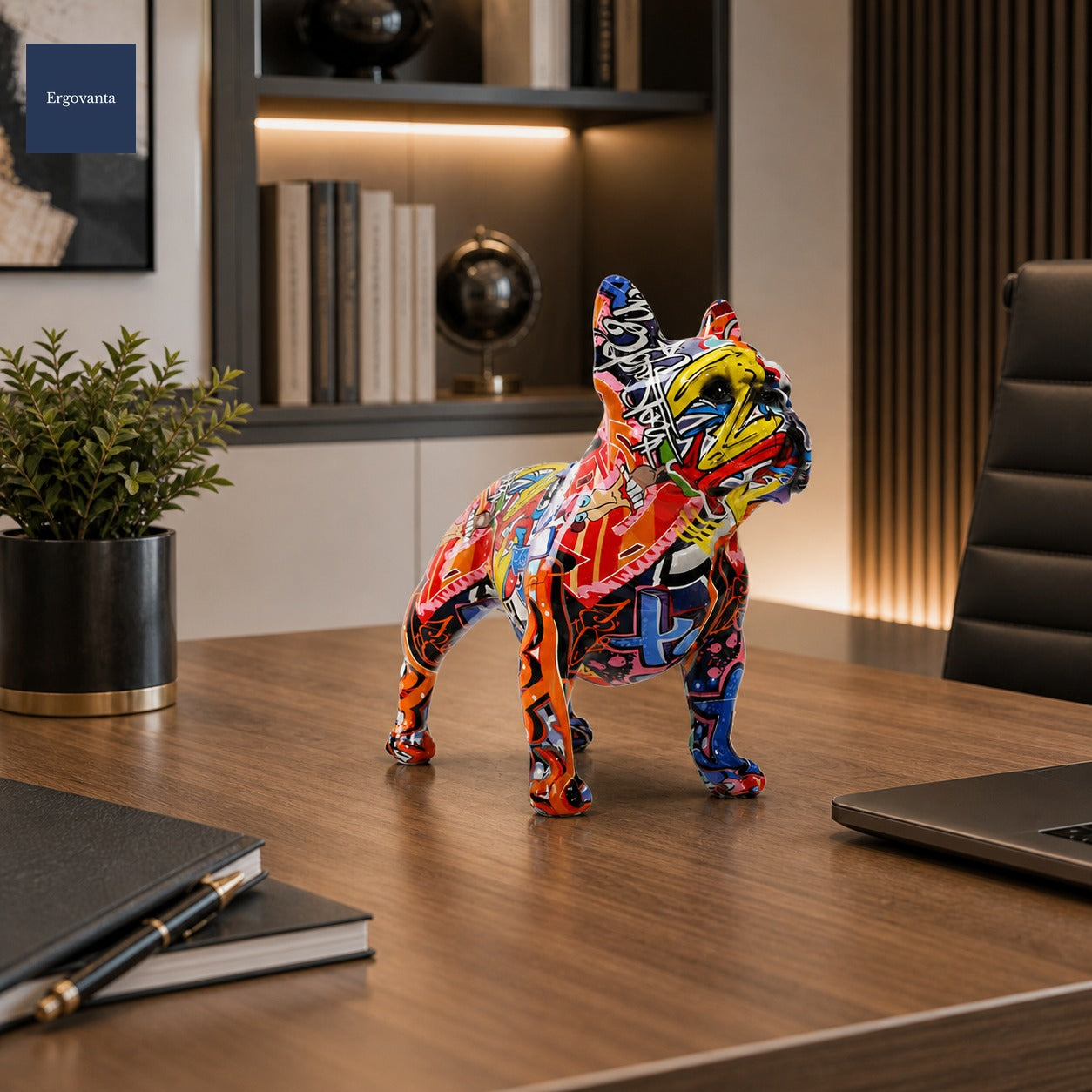 Modern Bulldog Resin Sculpture