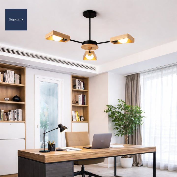 Solid Wood Branch LED Office Chandelier scene
