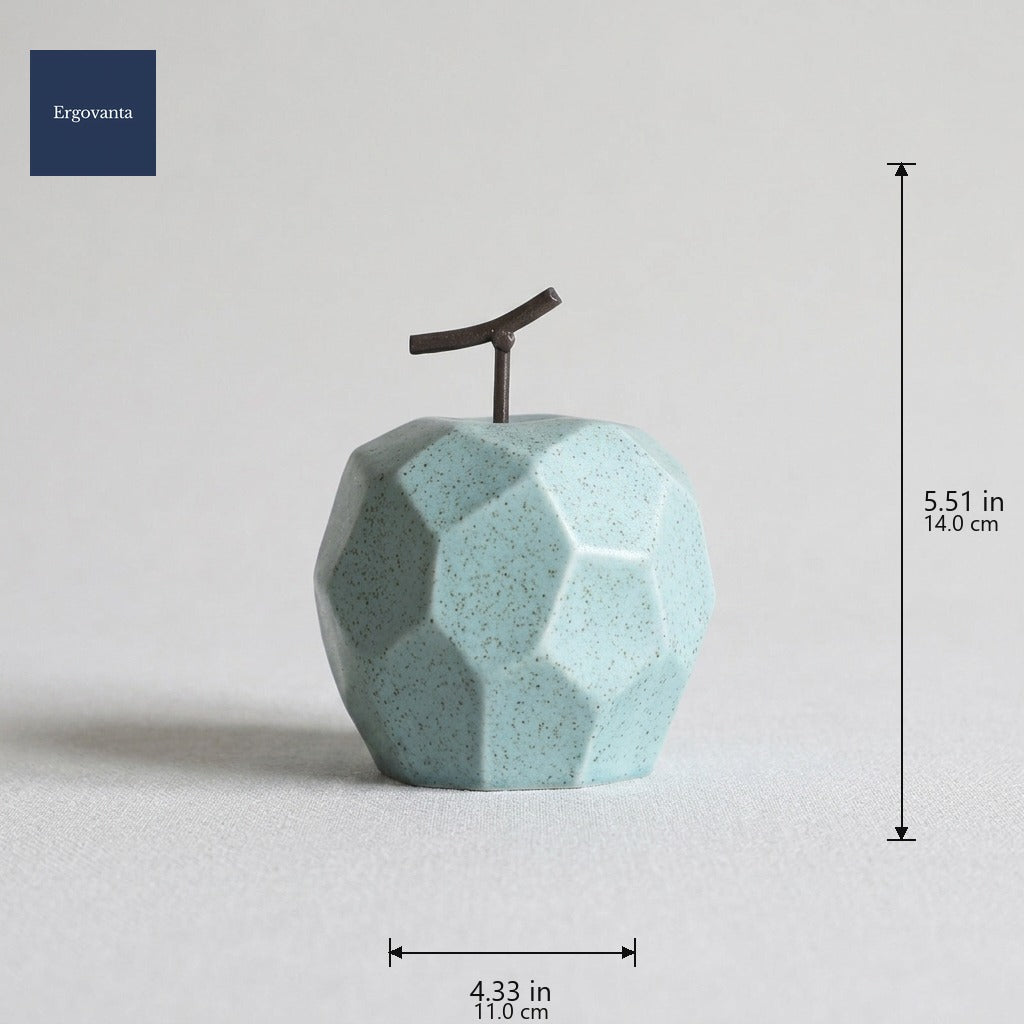 Faceted Porcelain Apple Sculpture - Blue variant dimensions: 4.33 x 5.51 in (11 x 14 cm)