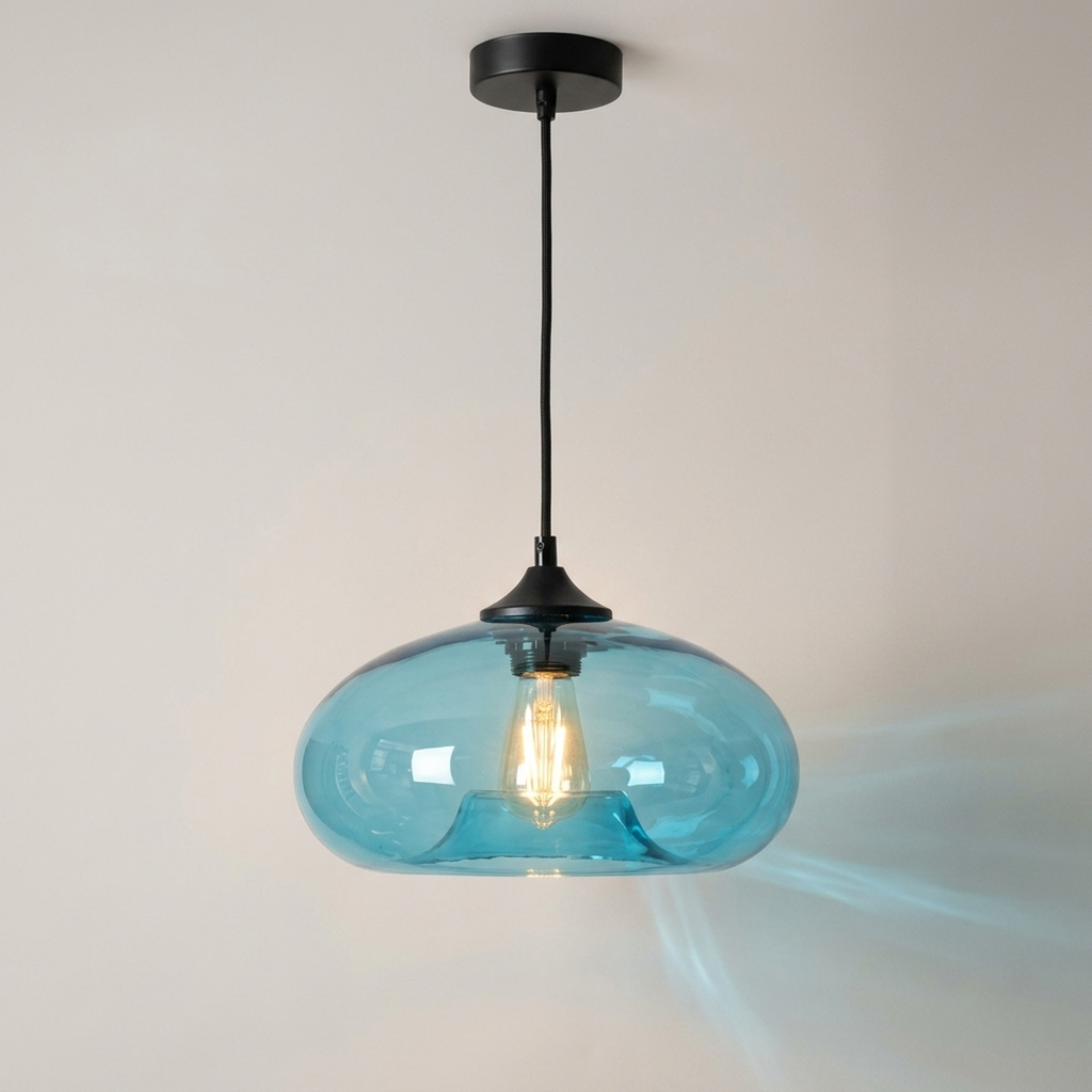 Glass Pendant, Oval Sky Blue