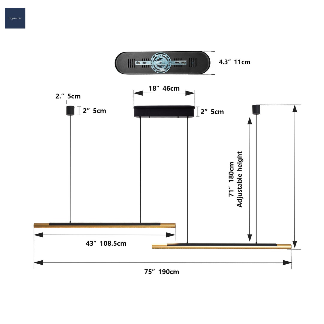 75-Inch Black and Gold Dual Tube LED